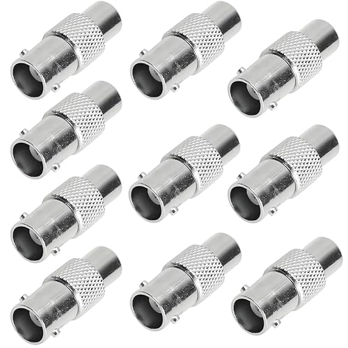 Dioche 10 Pcs Female to BNC Female Connector Adapters for Audio Video CCTV Camera Equipment