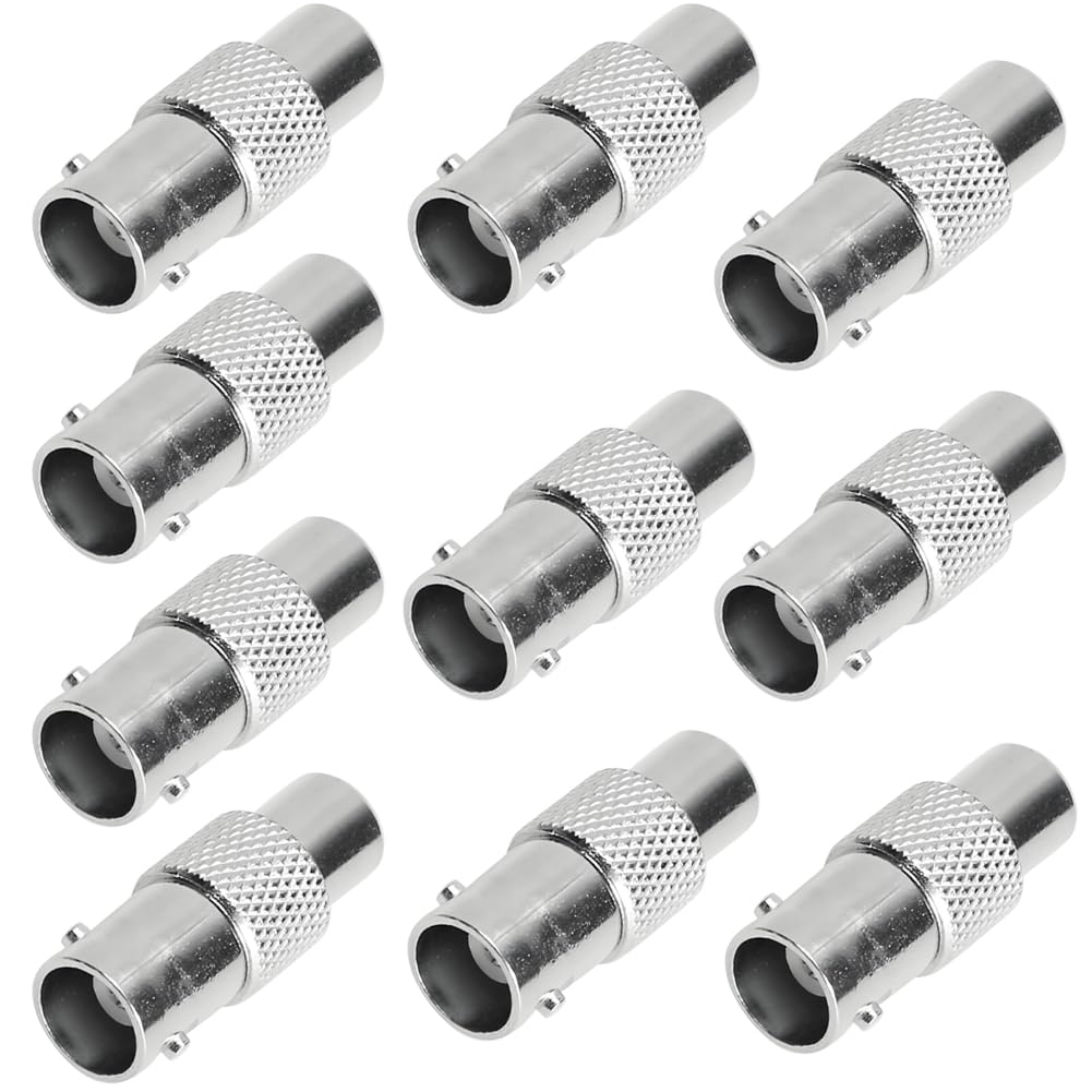 Dioche 10 Pcs Female to BNC Female Connector Adapters for Audio Video CCTV Camera Equipment