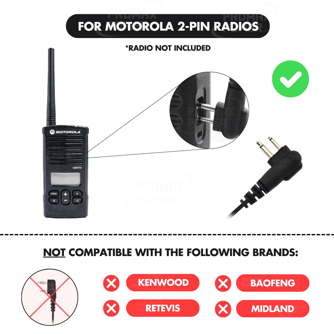 PROMAXPOWER [10-Pack] 1.5-Wire G-Shape Swivel Earpiece with PTT Microphone for Motorola Two-Way Radios CP110, CP200D, CLS1110, CLS1410, EP450…