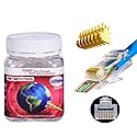 PETECHTOOL RJ45 Cat5 Cat6 Pass Through Connectors 8P8C Ehternet Modular End Plug (50 Pieces)