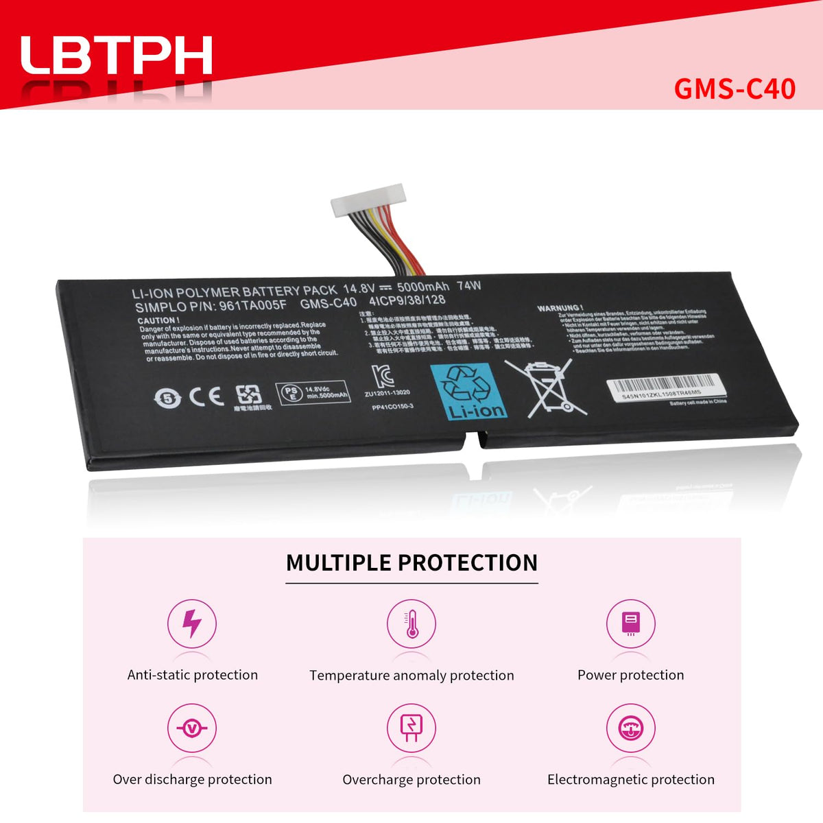 LBTECH GMS-C40 Compatible Laptop Battery Replacement for Razer Blade Pro 2013 2015 17 RZ09-0099 RZ09-00991101 RZ09-00991102 RZ09-0117 RZ09-01171E11