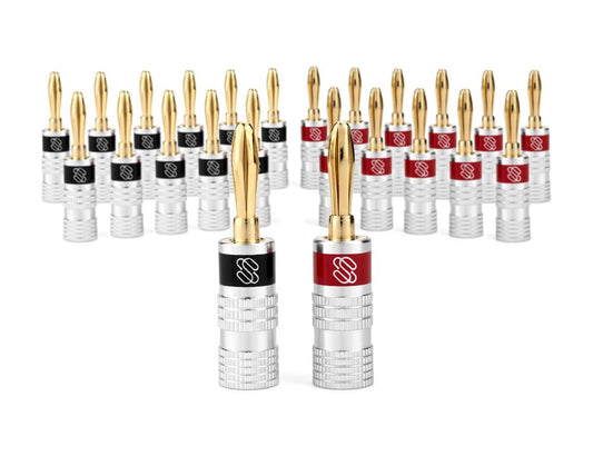 Sewell Silverback Banana Plugs, 24k Gold Dual Screw Lock Speaker Connector, 12 Pairs