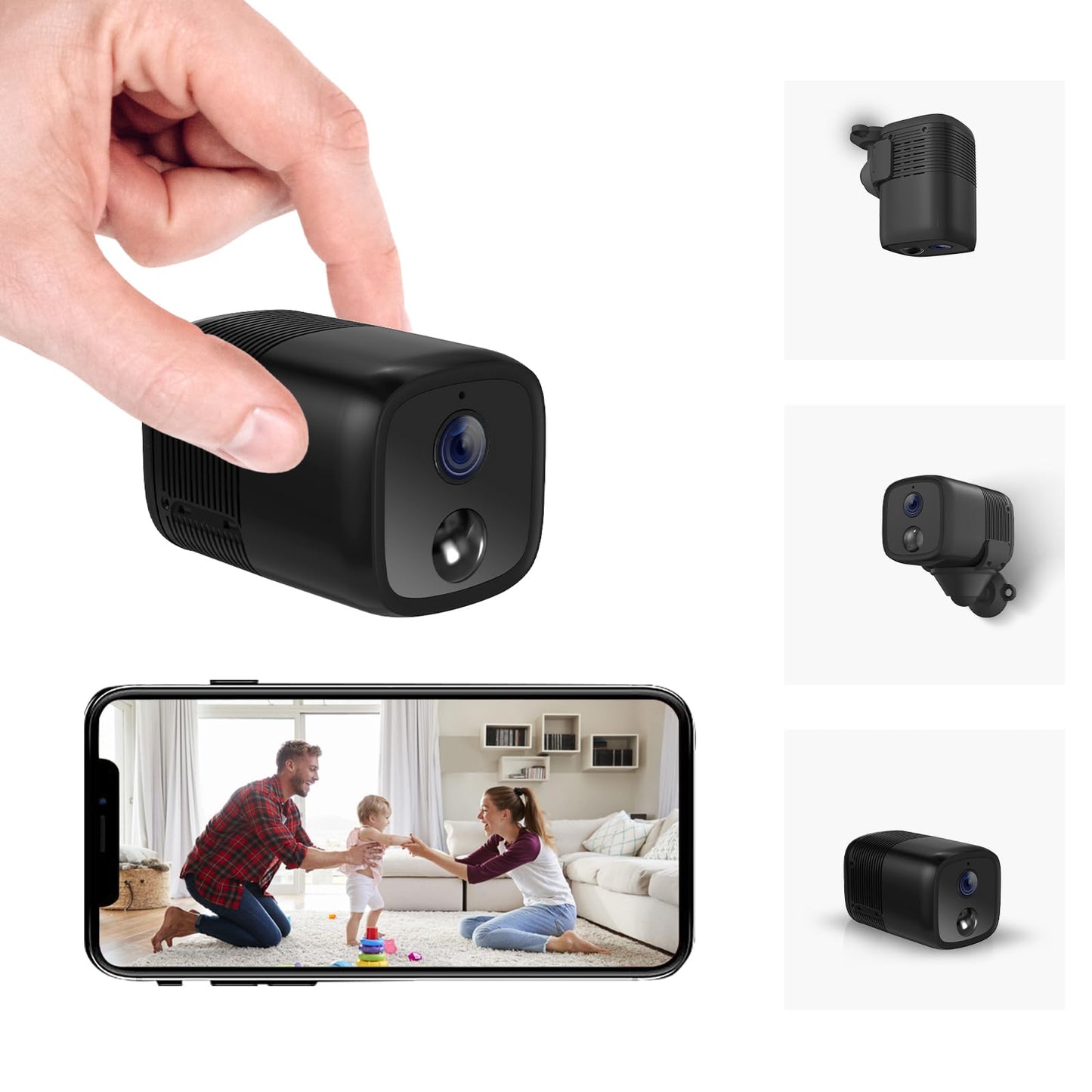 UCOCARE 2K Security Camera Indoor Wireless with 5200mAh Larger Battery, Mini Security Camera for Home Security, HD Portable Camera WiFi, 160° Wide