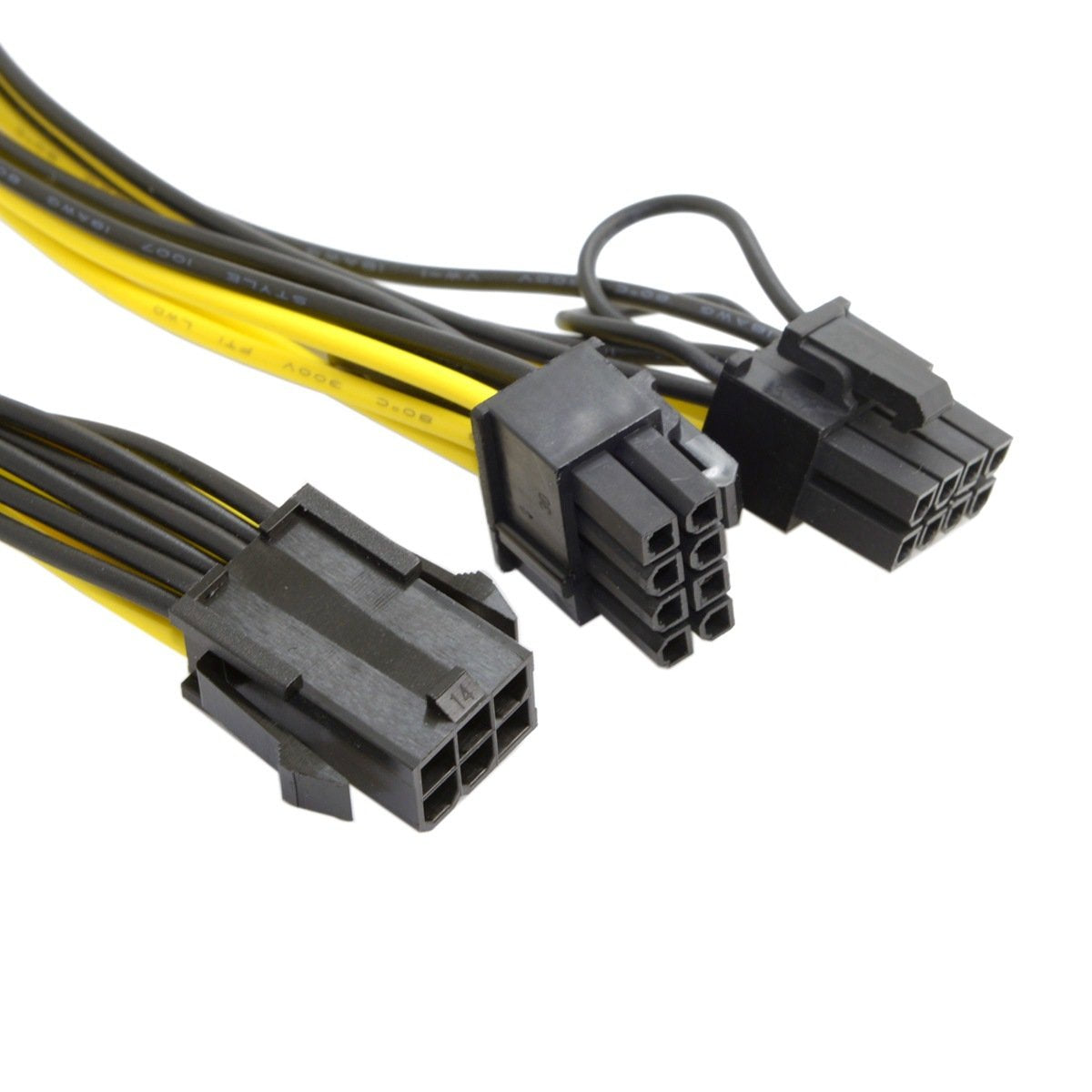 cablecc PCI-E PCI Express ATX 6Pin Male to Dual 8Pin & 6Pin Female Video Card Extension Splitter Power Cable