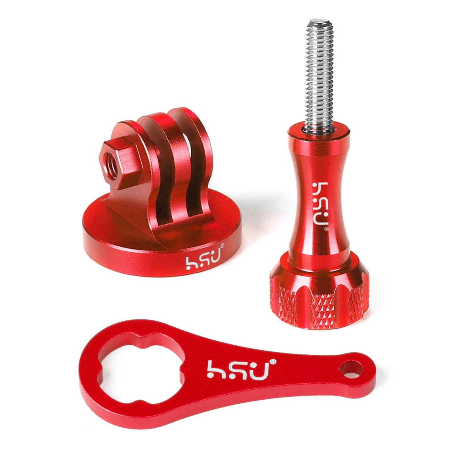 HSU Aluminum Tripod Mount Adapter for GoPro, Hero 12/11/10/9/8/7/6/5/4/3 Action Camera Monopod Mount with Thumbscrew (Red)