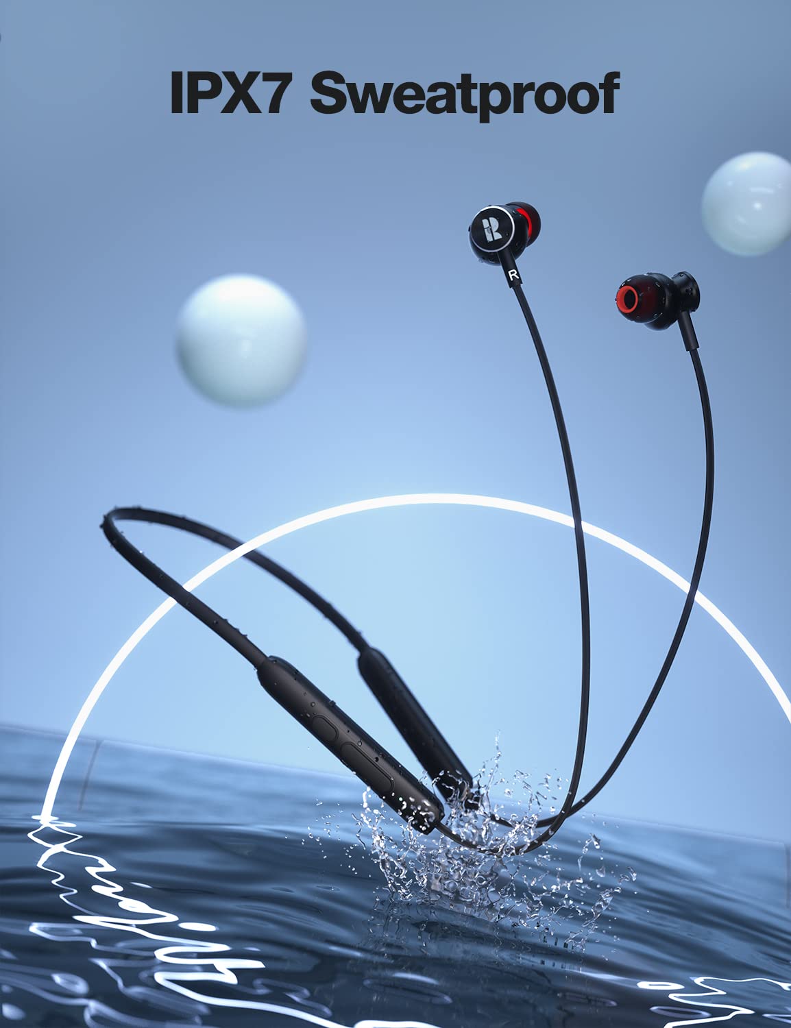 Rythflo Bluetooth Headphones,V5.2 Wireless Bluetooth Earbuds w/Mic in-Ear Magnetic Neckband Earphone 30Hrs Playtime, IPX7 Sweatproof Deep Bass Headset