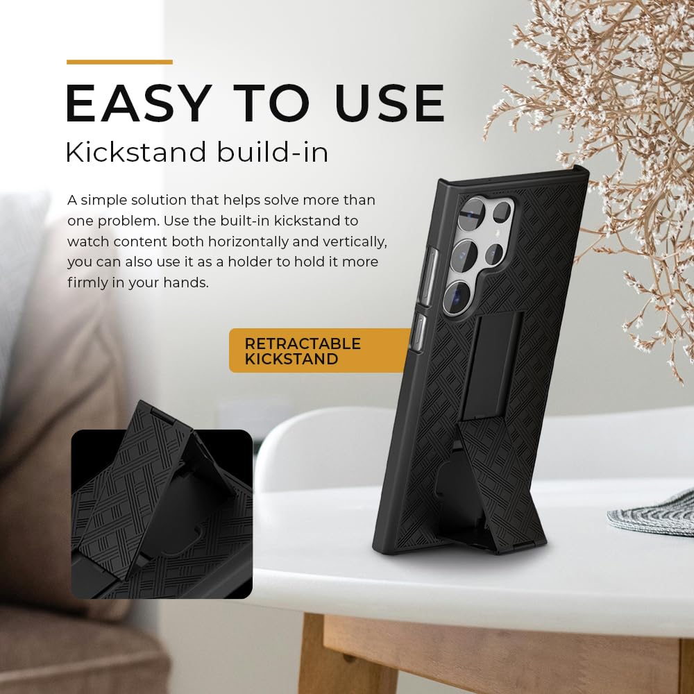 MOTIVE for Samsung Galaxy s23 Ultra Case with Belt Clip, Kickstand | 6.8"