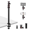 NEEWER Camera Desk Mount with Phone Holder & 360° Ball Head, 17"-40"/43-102cm Telescopic C Clamp Table Light Stand 1/4"Screw, Desktop Stand 6.6lb/3kg