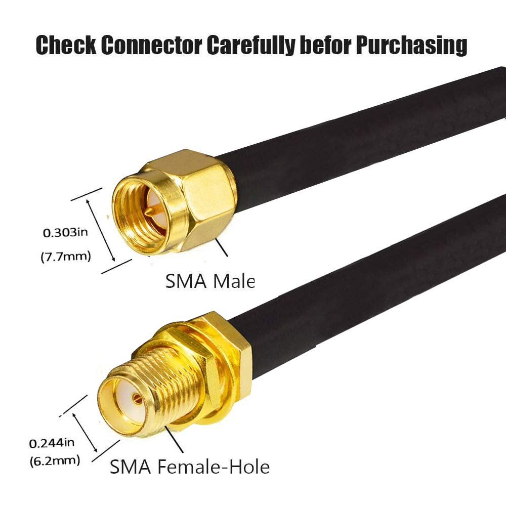 CORONIR10ft WiFi Antenna Extension Cable SMA Male to SMA Female RF Connector Adapter WiFi Antenna RG58 Extension Cable Two Way Radio WiFi Cable