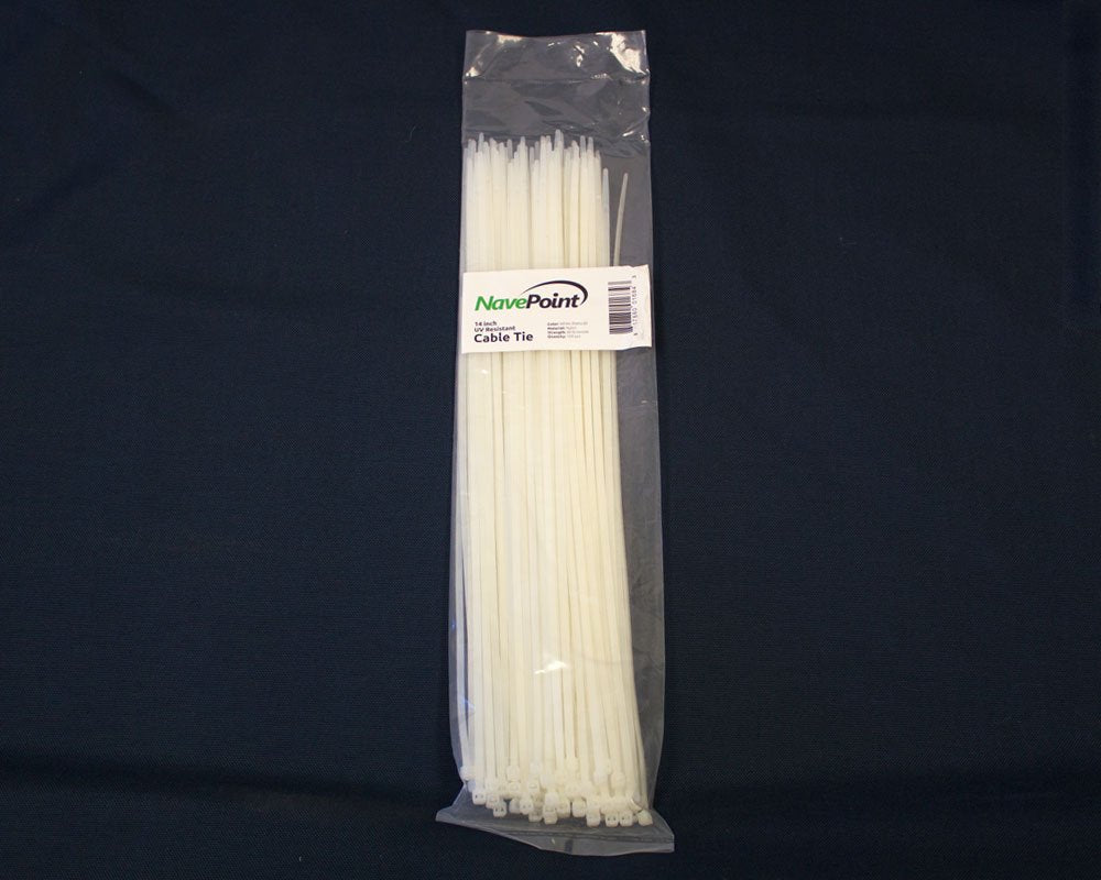 NavePoint 14 Inch Nylon Cable Wire Zip Tie 40 lbs - Natural White 500 Pack Lot Pcs Qty