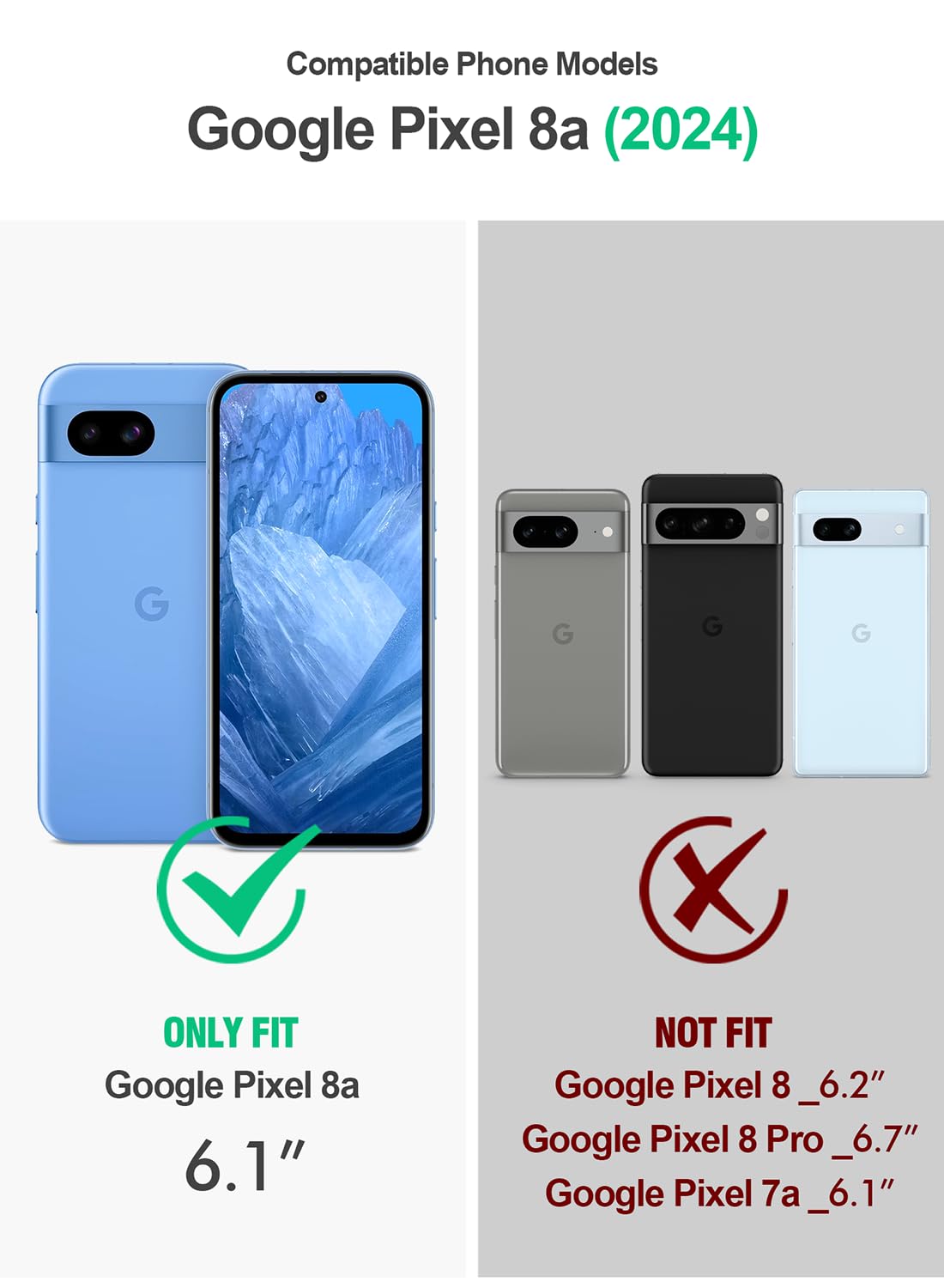 Poetic Revolution Case for Google Pixel 8A 5G, [20FT Mil-Grade Drop Tested],Full Body Rugged Shockproof Protective Case with Kickstand, Built-in