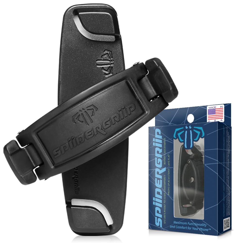 Mint Bucket Brands SpiiderGriip 360 Rotating Phone Grip - Flat-Fold Kickstand & Secure Strap - Works with iPhone, Android, Tablets & Cases