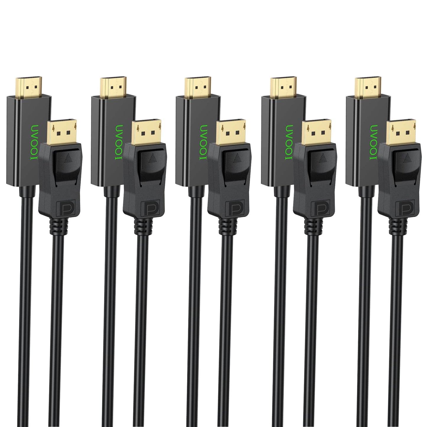 DisplayPort to HDMI Cable 6ft 5-Pack, Display Port (DP) to HDMI Cable 6 feet Adapter for All DisplayPort Laptop/Computer to Monitor/HDTV/Projector