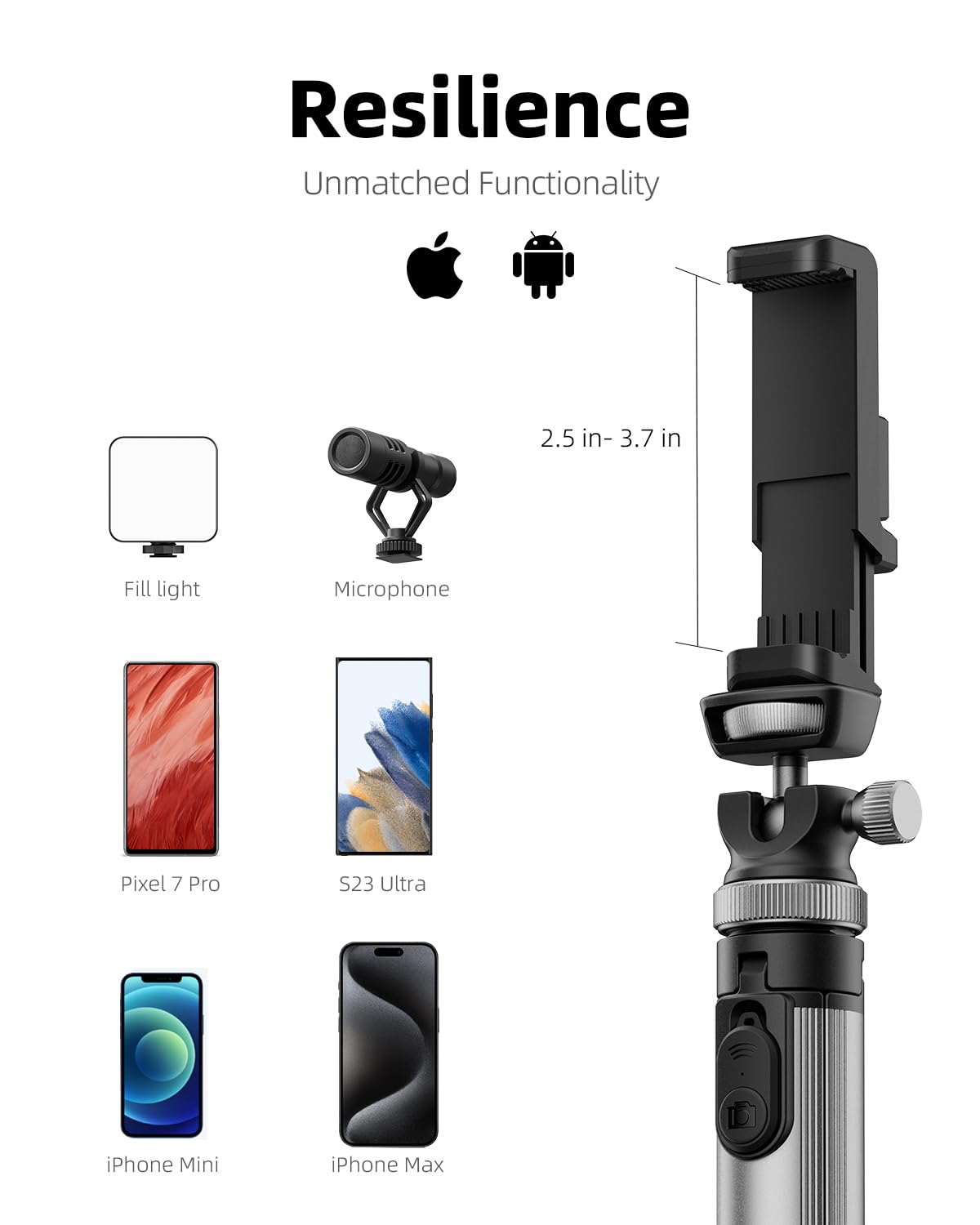 EUCOS Metal 67" iPhone Tripod Stand with Remote & Lightweight Camera Stand, Sturdy Extendable Cell Phone Tripod for iPhone 15 Pro Max 14 13 12/Android