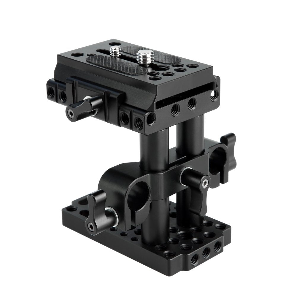NICEYRIG 15mm Rail Riser Rig System Quick Release Base Kit with QR Plate 15mm Rod Riser Clamp Short Rods Applicable DSLR Camera