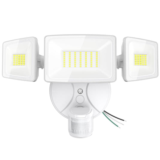 Onforu 75W LED Flood Light Motion Sensor Outdoor, 7000lm Dusk to Dawn Flood Light, Security Light with Three Head, IP65 Waterproof Exterior