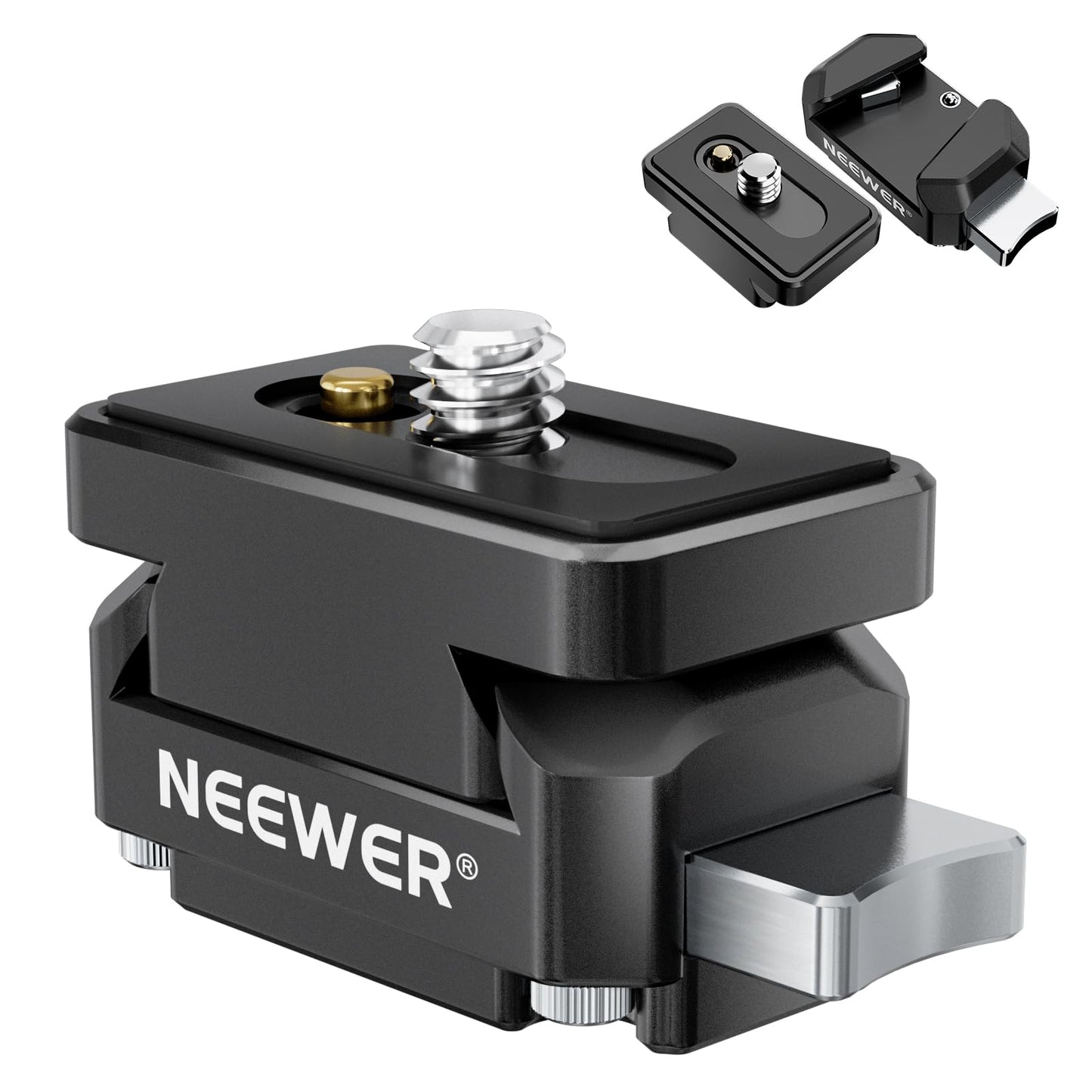NEEWER Action Camera Quick Release Plate Compatible with Insta 360 x4 x5, Aluminum Tripod Mount QR Adapter Accessories Kit with 1/4" Thread Hole