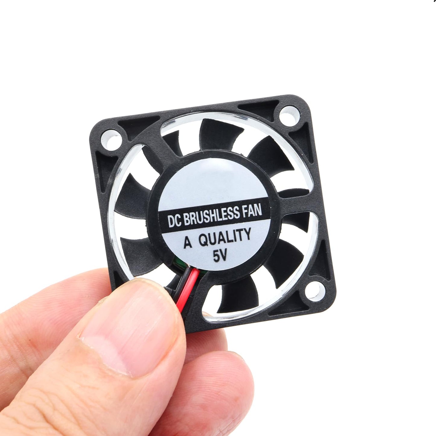 2Pcs 40mm Fan 5V,3D Printer Micro 5 Volt Fans 4010, Mini Brushless Cooling Fan 40mm x 10mm 2PIN, 5000 RPM,for DIY Cooling Ventilation (5V, 0.15A)