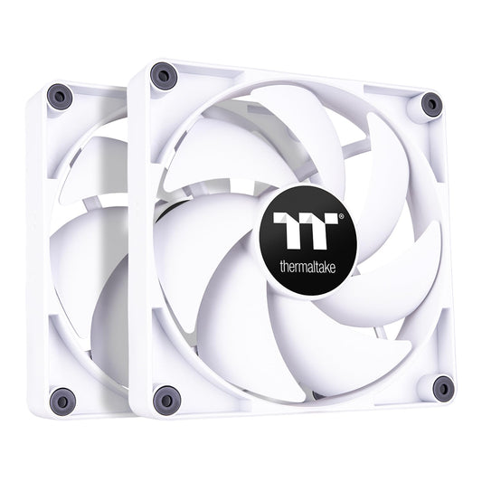 Thermaltake CT120 PC Cooling Fan White (2-Fan Pack), Daisy-Chain Design, Fan speeds up to 2000 RPM, 120 mm Hydraulic Bearing Fan, Anti-Vibration