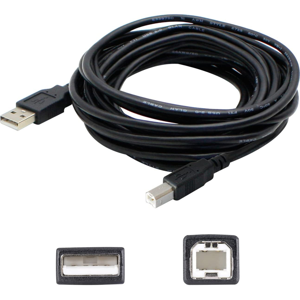 Addon 12Ft Usb 2.0 (A) Male To Usb 2.0 (B) Male Black Extension Cable
