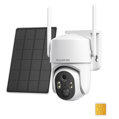 MOJUMORE 4G LTE Cellular Security Camera, No WiFi Security Cameras Wireless Outdoor, Solar Outdoor Camera Wireless, PIR Detection, 2K Color Night