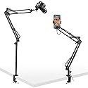 juttilax Overhead Camera Mount,Camera Desk Mount with 360° Adjustable Arm and Phone Holder,Max Load-Bearing 5lb,Desk Clamp Stand for Content Creation