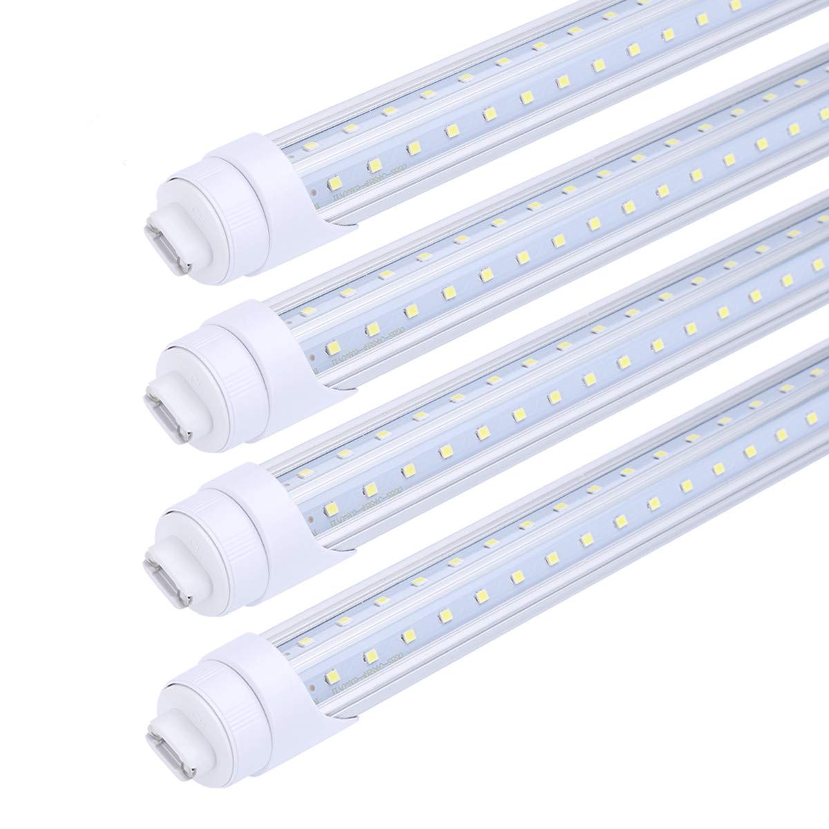 FALANFA 8ft R17D Rotatable HO Base led Tube Light 65W,270 Degree V Shaped LED Chip Bulbs,T8 6000K Cool White,Clear Cover,85V-265V,Dual-Ended