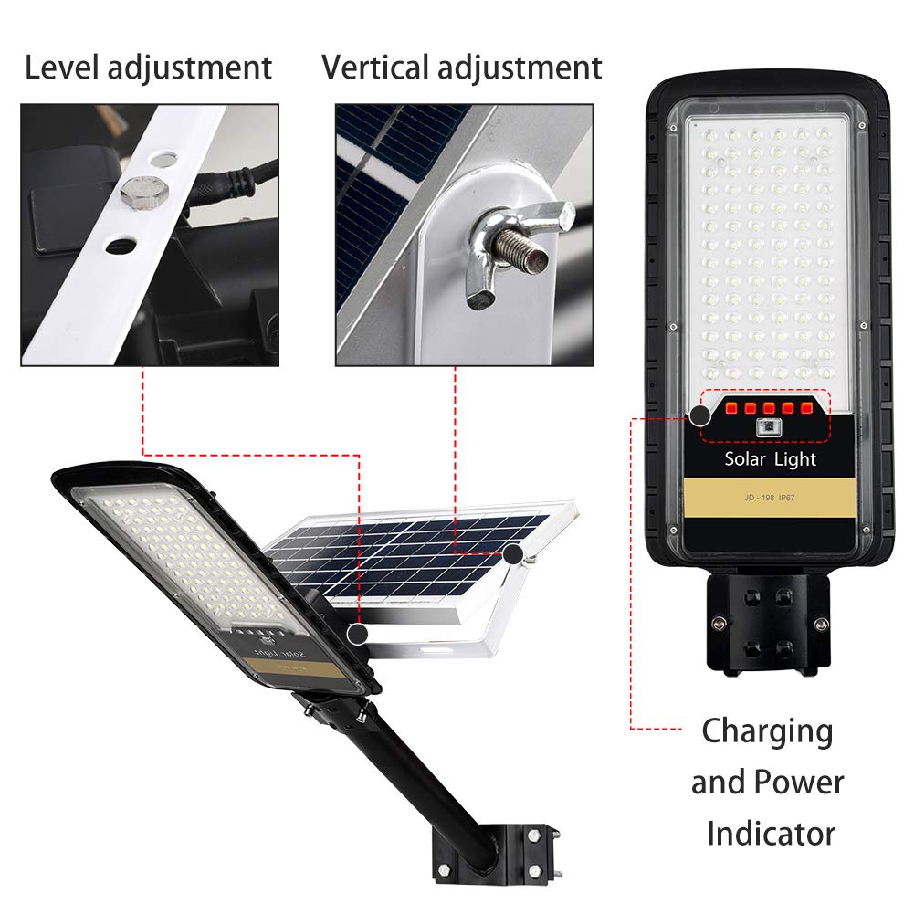 RuoKid Solar Street Lights Outdoor Lamp, 16000lm IP67 Waterproof Light with Anti Broken Remote Control Mounting Bracket, Dusk to Dawn Security Led