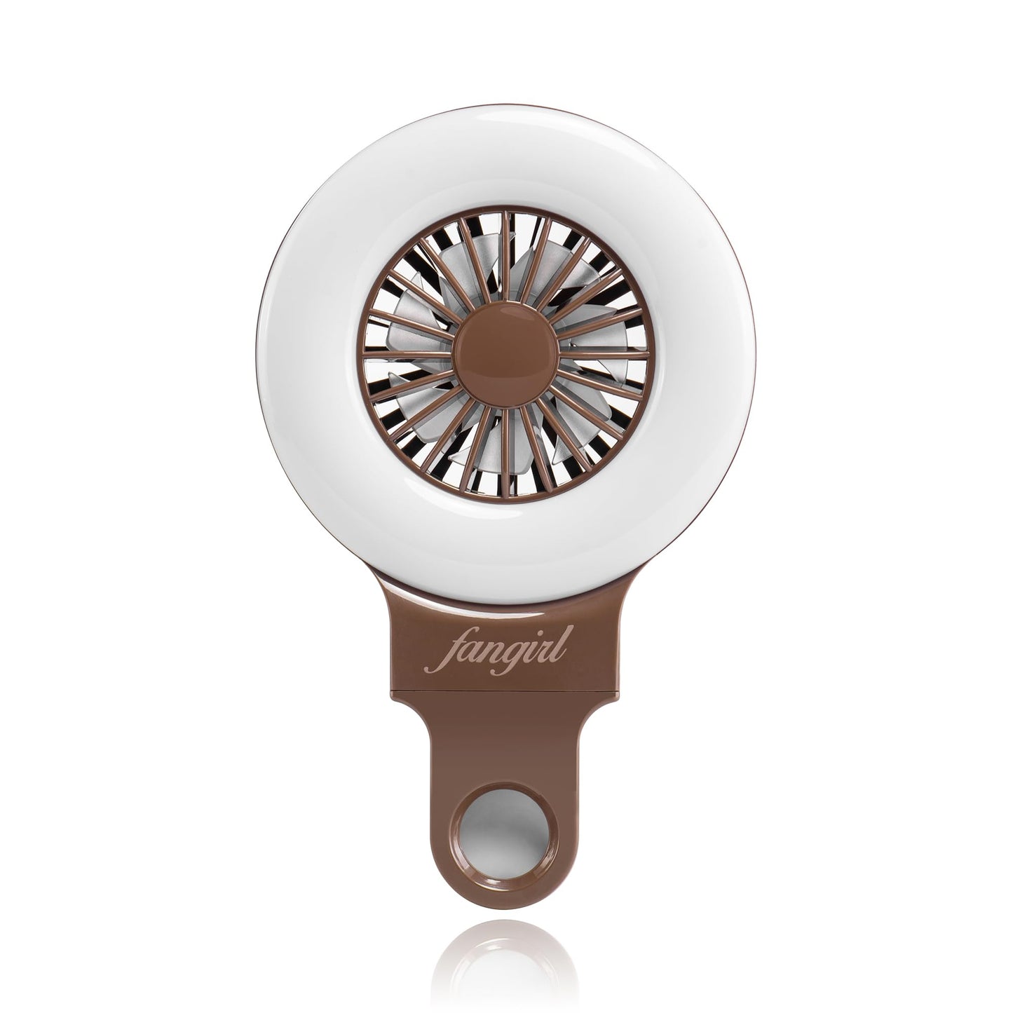 Fangirl by Remi: 2-in-1 Clip on Phone Fan and Selfie Ring Light (Brown)