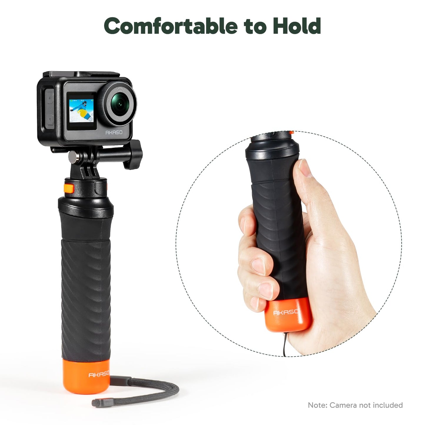 AKASO Waterproof Floating Hand Grip Action Camera Accessories for Gopro Hero 13/12/11/10/ 9/Max/DJI Osmo Action EK7000/Brave 4/Brave 7 LE/Brave 7