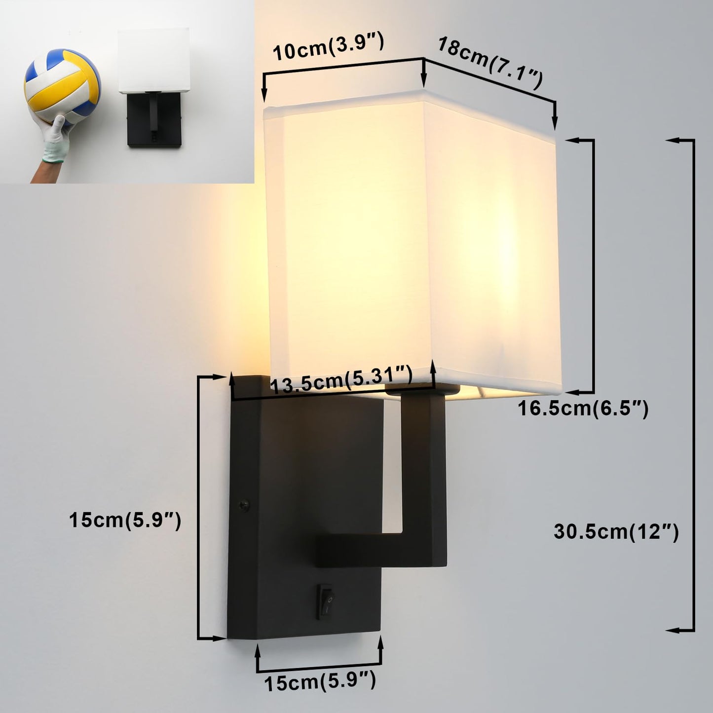 Yosoan Set of 2 Indoor Vanity Wall Sconce with On Off Switch, Brass Modern Boho Vintage Industrial Light with Square Fabric Shade for Bedroom Living