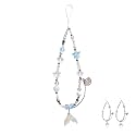 QPHYFXF 2-Pack Mermaid Seashell Beaded Phone Wrist Strap, Crystal Pearl Beach Style Phone Charm, Universal Wrist Lanyard Keychain Bag Accessory
