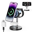 3 in 1 Wireless Charging Station Compatible with MagSafe, 15W Fast Charging Magnetic Mag-Safe Charger Stand for Apple iPhone 17 16 15 14 13 12Series