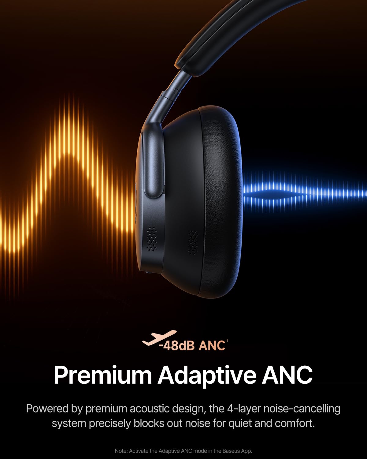 Baseus Inspire XH1 Adaptive Active Noise Cancelling Headphones, Sound by Bose, Dolby Audio, Premium Real-Time Adaptive ANC, Adaptive Tuning Rich…