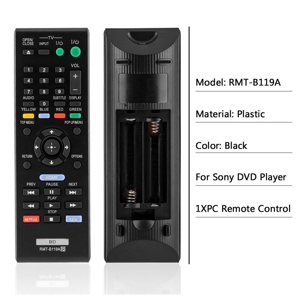 New RMT-B119A Remote Compatible with Sony Blu-Ray Disc DVD Player BDP-BX59 BDP-S390 BDP-S590 BDP-BX110 BDP-S1100 BDP-S3100 BDP-BX310 BDP-BX510