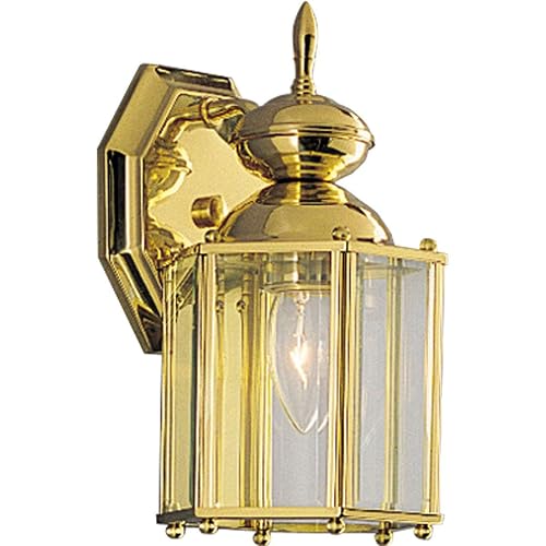 BrassGUARD Lantern Collection 1-Light Clear Beveled Glass Traditional Outdoor Wall Lantern Light Polished Brass