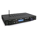 Pyle Bluetooth Home Theater Amplifier - 200 Watts into 5 Channels with Subwoofer Out, Easy Karaoke - Dual Mic, Wireless Streaming, USB/SD with MP3