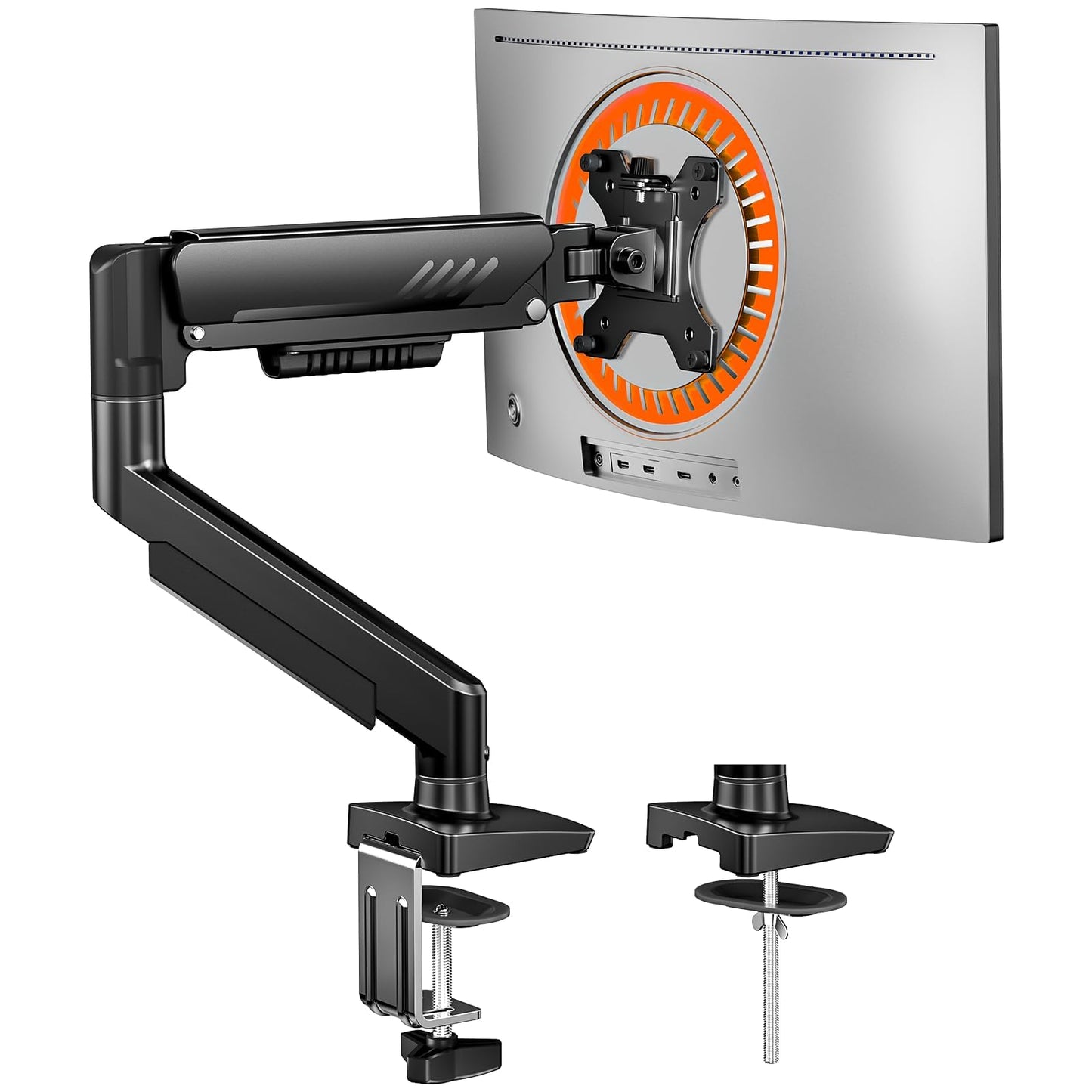 ErGear Single Monitor Arm, Fully Adjustable Monitor Mount for 13-34 Inch Screens, Fast Install Computer Monitor Stand with Tool-Free VESA Mount, Cable
