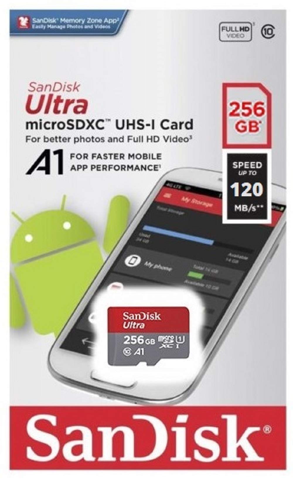 SanDisk 256GB Ultra MicroSD Card for Lenovo Tablet Works with M10 Plus, Tab M10, M8, Tab M8 HD (SDSQUA4-256G-GN6MN) Class 10 Bundle with (1)
