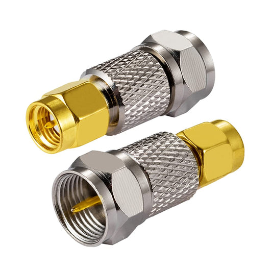 POBADY 2PCS SMA Connector Adapter SMA Male to F Type Male Coaxial Cable Connector Straight Adapter for FM Radio DAB Antenna WiFi Antenna CATV TV