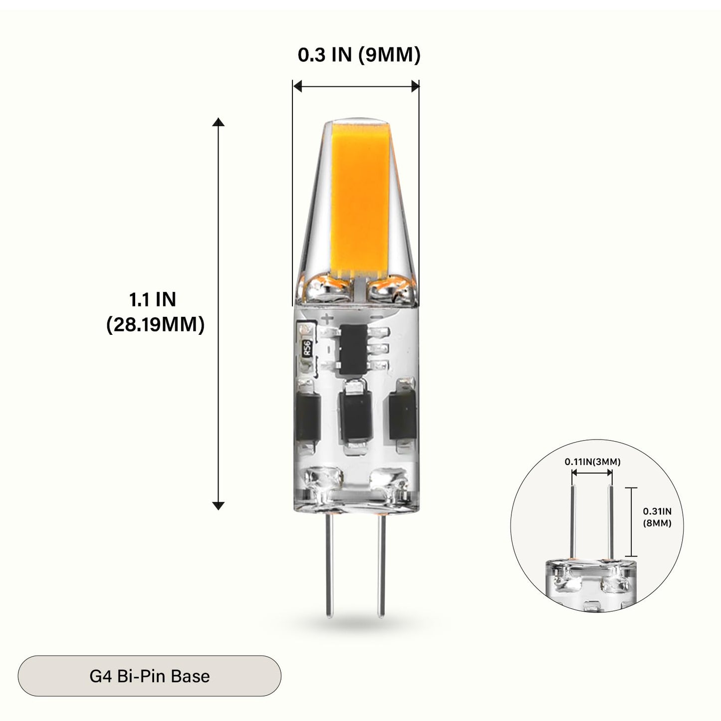 GOODSMANN G4 LED Bulbs 8 Pack, 12V-24V AC/DC Low Voltage Landscape Light Bulbs, 1.5W 100 Lumens 2700K Warm White, T3 Shape G4 Bi-Pin Base, Halogen