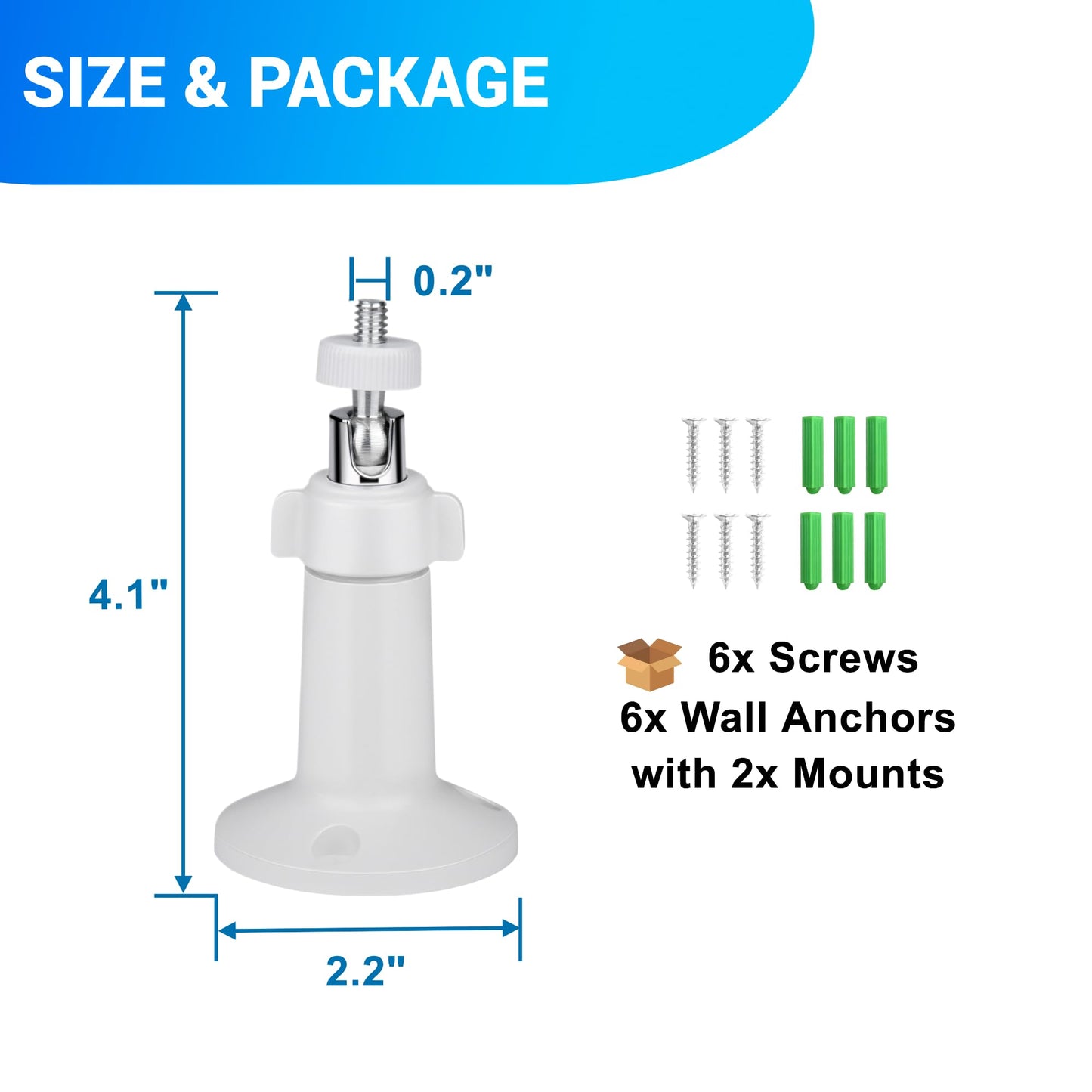 Arlo Wall Mount - Pro/Ultra/3/4/Spotlight Camera, Indoor/Outdoor Mounting Bracket (2pack, White)
