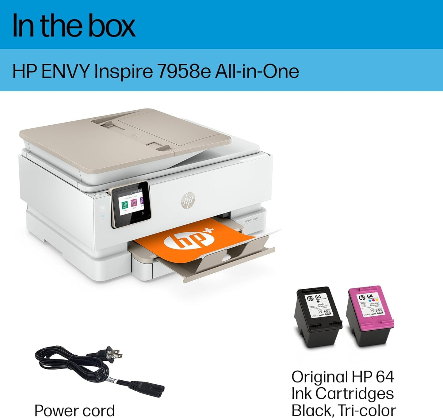 HP Envy Inspire 7958e Wireless All-in-One Color Inkjet Printer, Print, scan, Copy, Duplex Printing Best-for-Home, 3 Months of Instant Ink Included