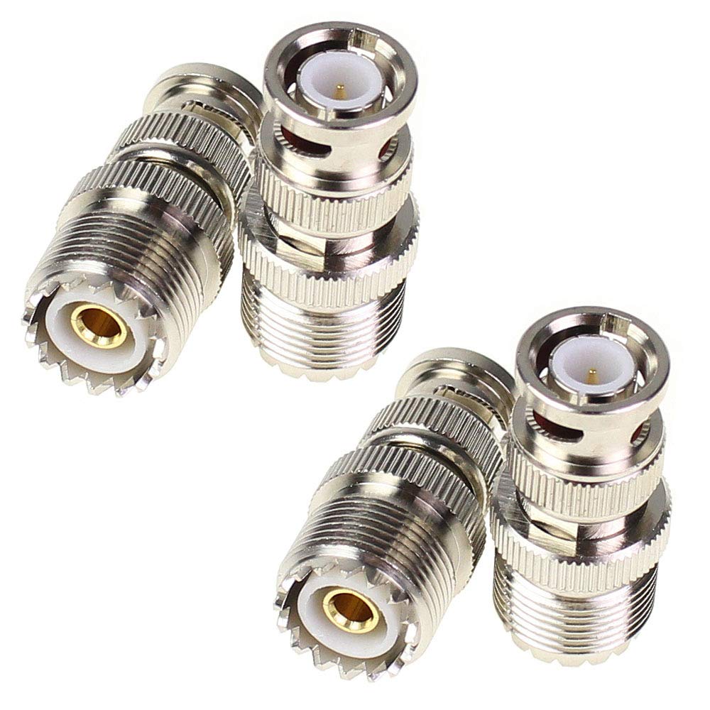 exgoofit BNC Male to UHF Female SO-239 SO239 Adapter 4pcs RF coaxial Coax Connector