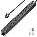 CRST 8 Outlet Metal Heavy Duty Power Strip, 2100J Surge Protector with 6FT Cord, 15A/1875W Wide Spaced Mountable Industrial Power Strip