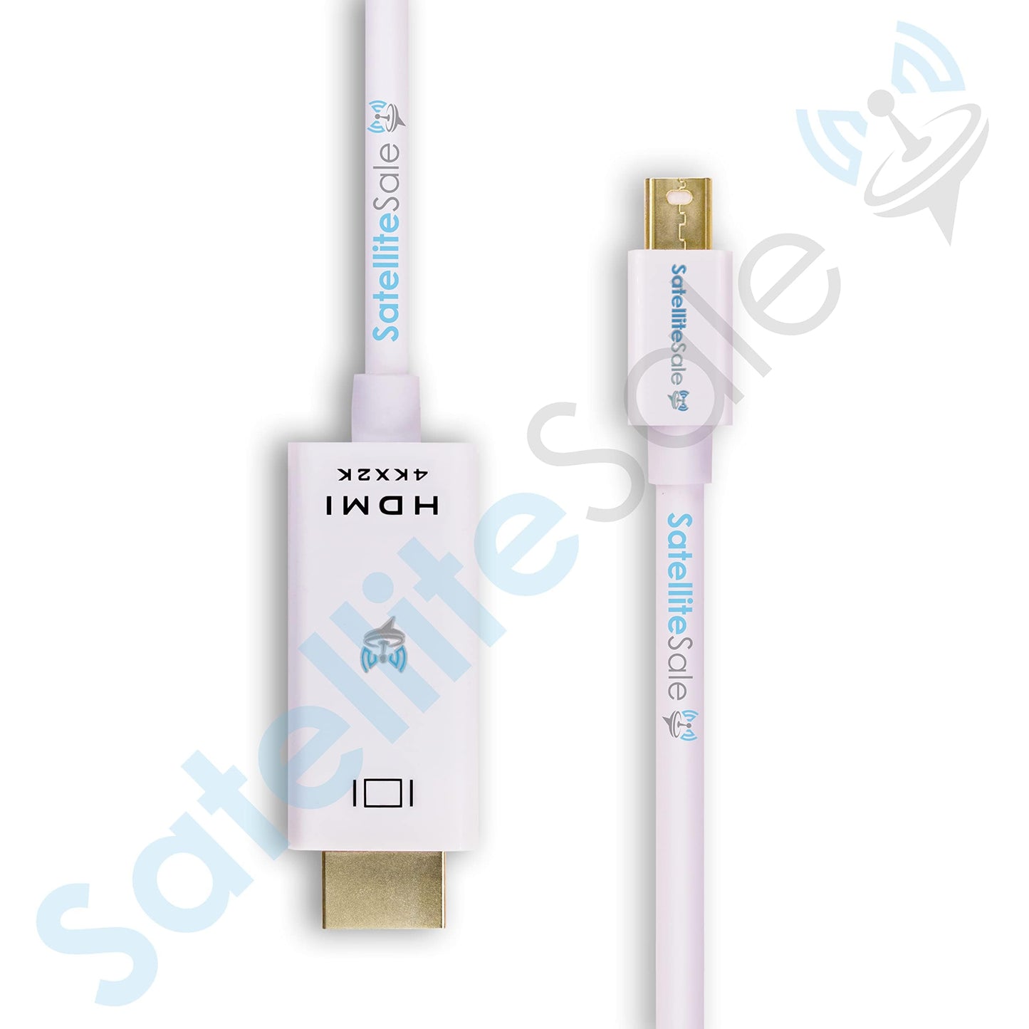 SatelliteSale Uni-Directional Mini DisplayPort to HDMI Cable Male to Male 4K/60Hz 8.64Gbps Universal Wire PVC White Cord 15 feet