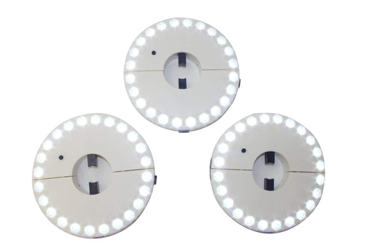 EcoGecko 3-Pack Round White LED Lights, 7-Inch Diameter, Fits 1-1.6 Inch Pole, Battery Operated, 100,000 Hour Lifespan