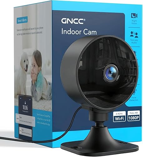 GNCC Only 2.4GHz Indoor Security Camera, 1080P Cameras for Home Security, Motion Detection, 2-Way Audio, Night Vision, Dog Camera with App, Easy