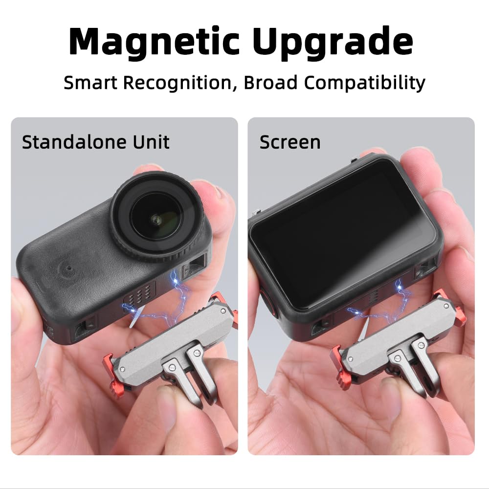 Action 6 Adapter Mount, Aluminum Alloy Quick Release Magnetic for DJI Osmo Nano, Foldable Magnetic Expansion Latch Mount for Go Pro & 1/4" Screw