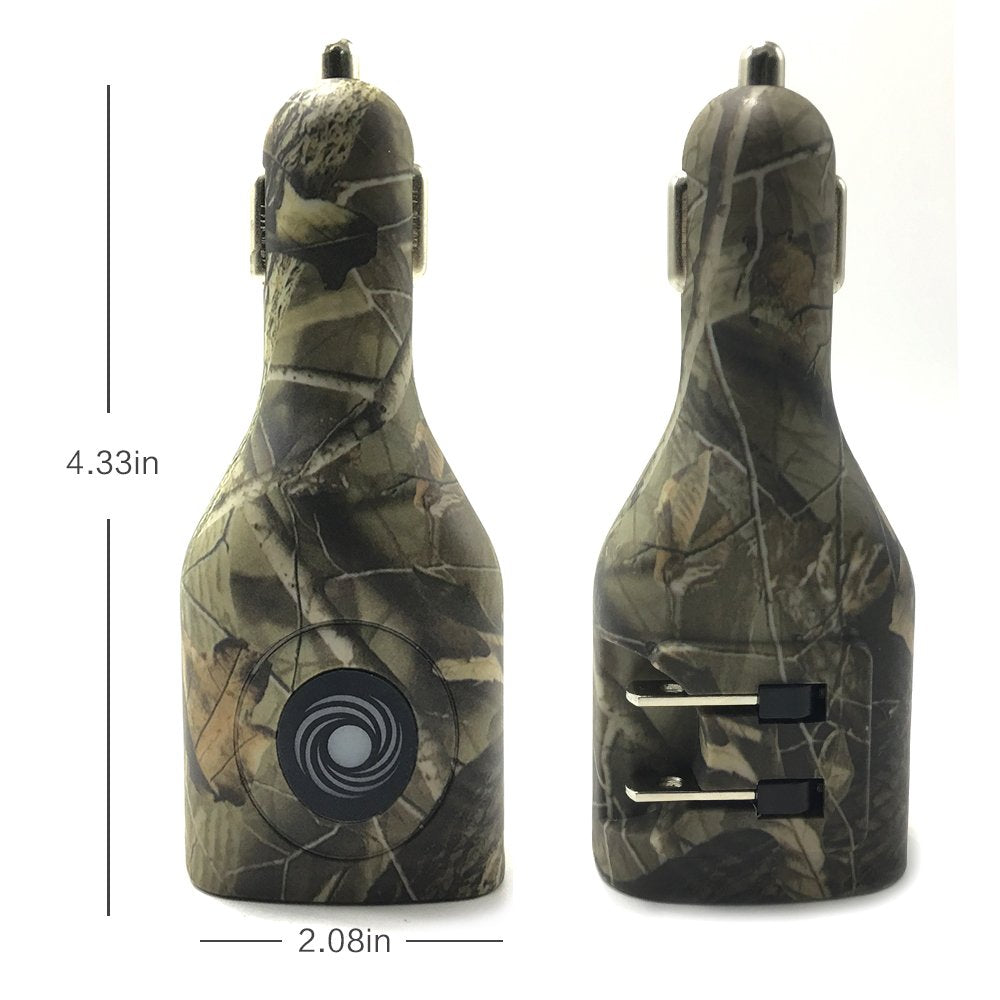 NDLBS Dual USB Car Charger,2-in-1 Car and Home Portable Travel Charger with Foldable Plug for iPhone iPad LG (Camouflage)